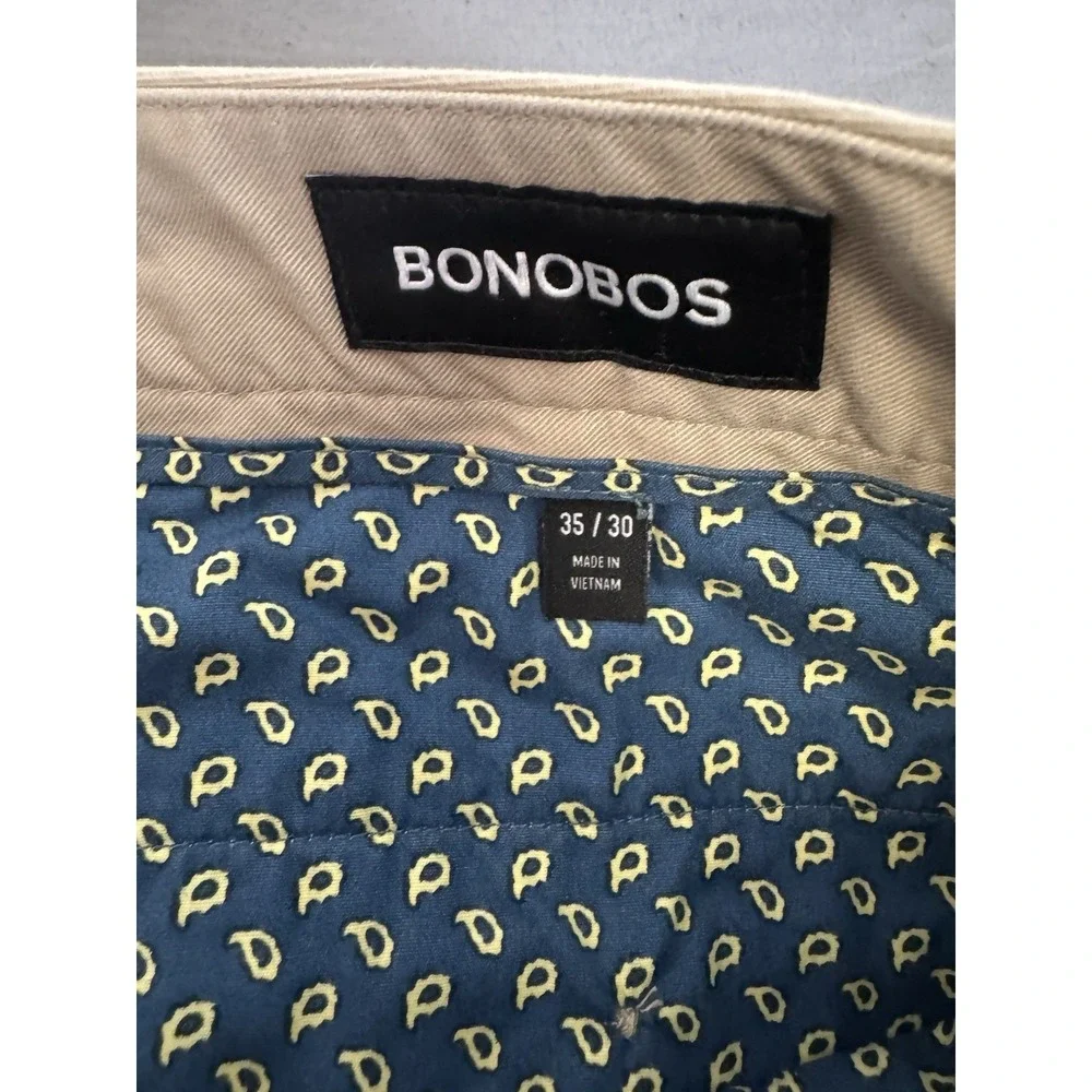 Bonobos Original Chino Pants Men's 35x30 Beige Palm Tree Print Athletic Fit NWOT